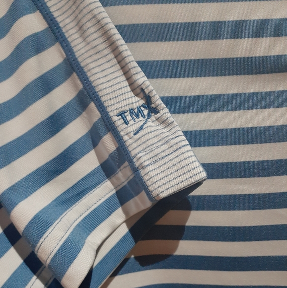 Zero Restriction Tour Series Mens Size Medium Striped Golf Polo Shirt Blue White - Picture 4 of 7